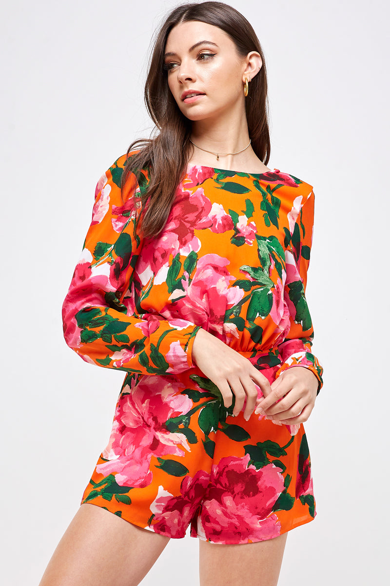 Open Back Floral Romper