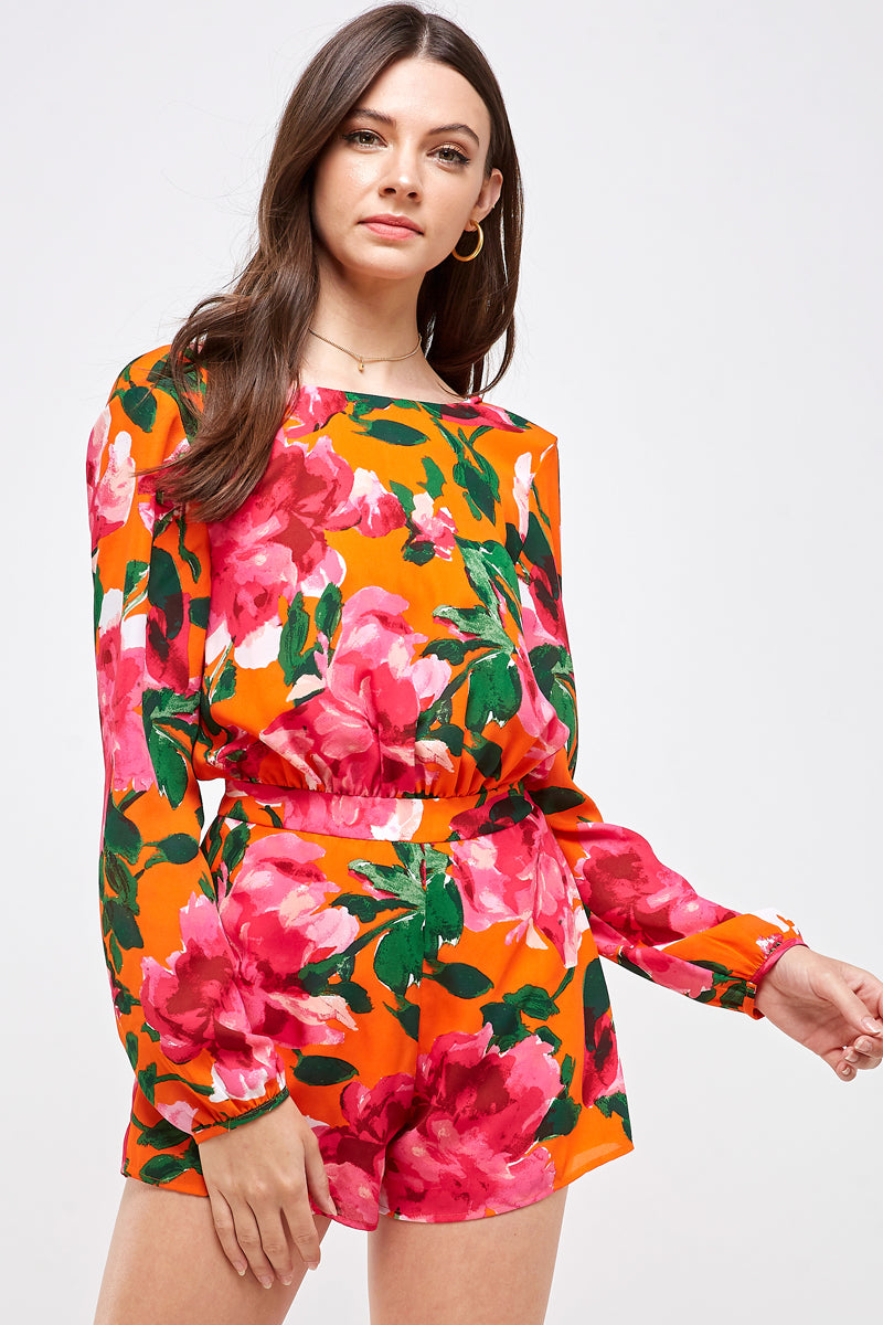 Open Back Floral Romper