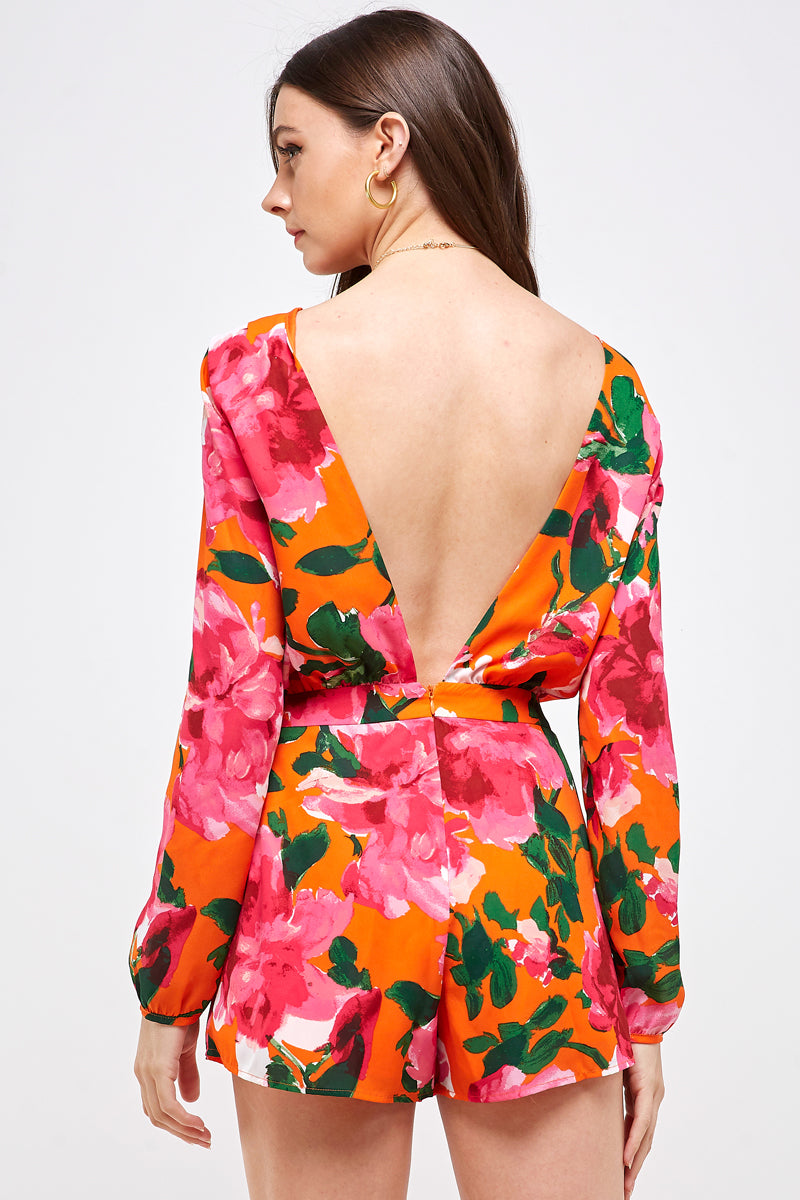 Open Back Floral Romper