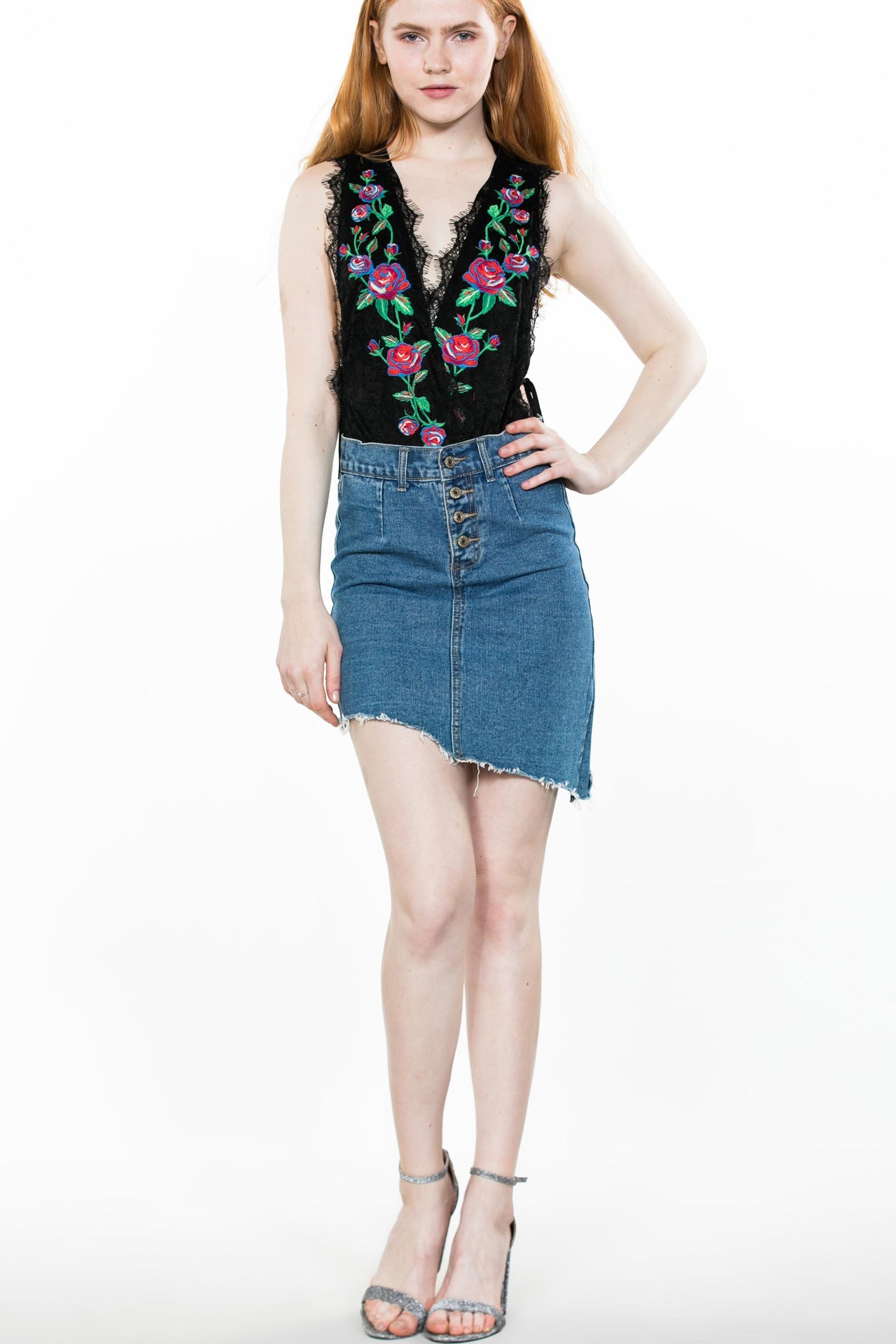 Black Lace Up Body Suit