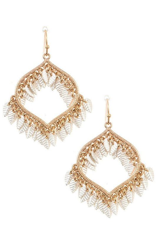 Drop Dangling Leaf Accent Earring