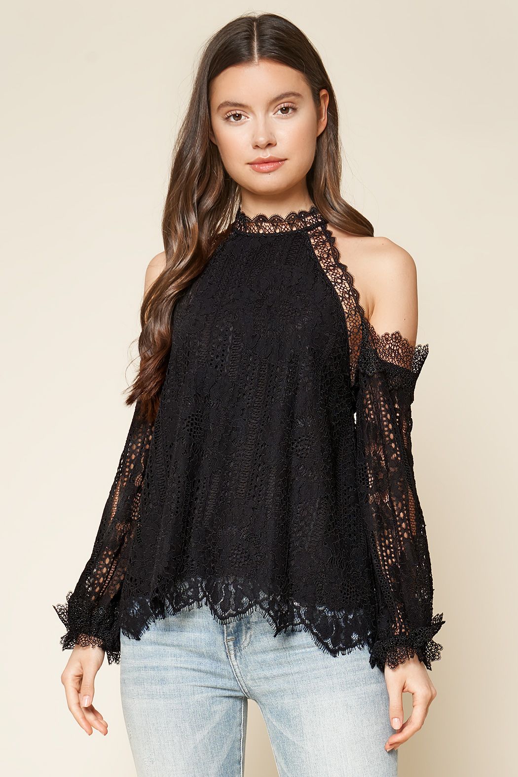 Lace Cold Shoulder Top