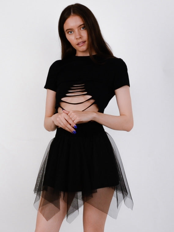 Layered Mesh Mini Skirt