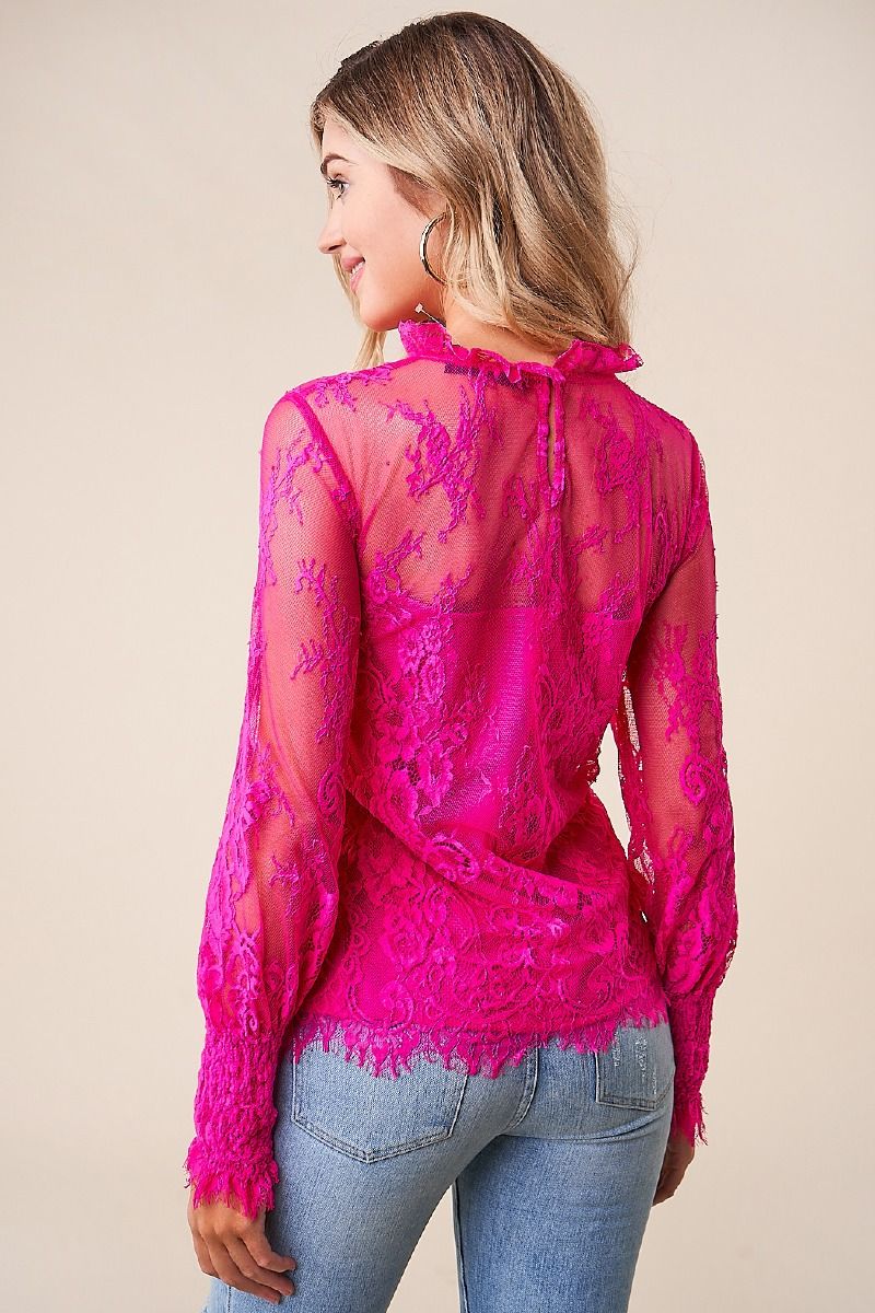 Lace Mock Neck Blouse