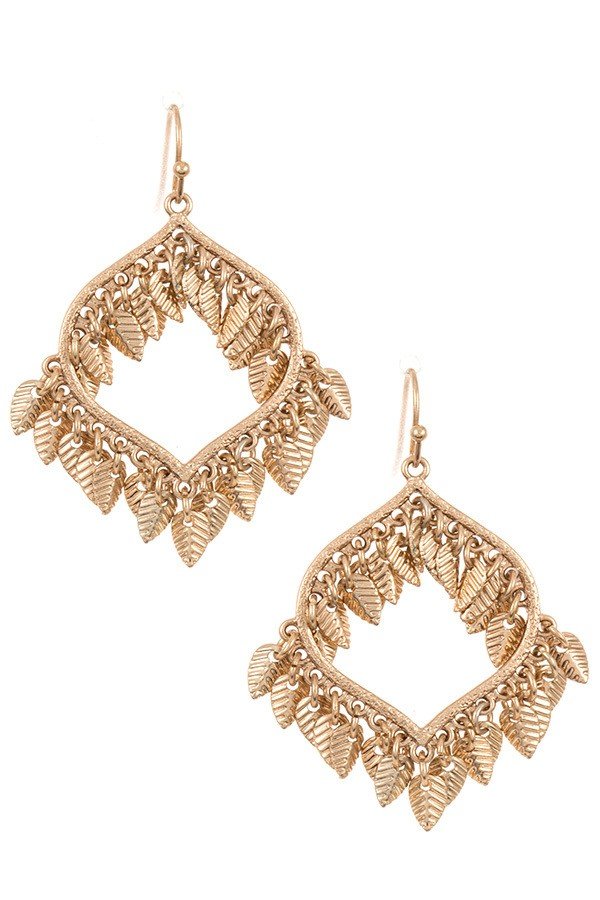 Drop Dangling Leaf Accent Earring